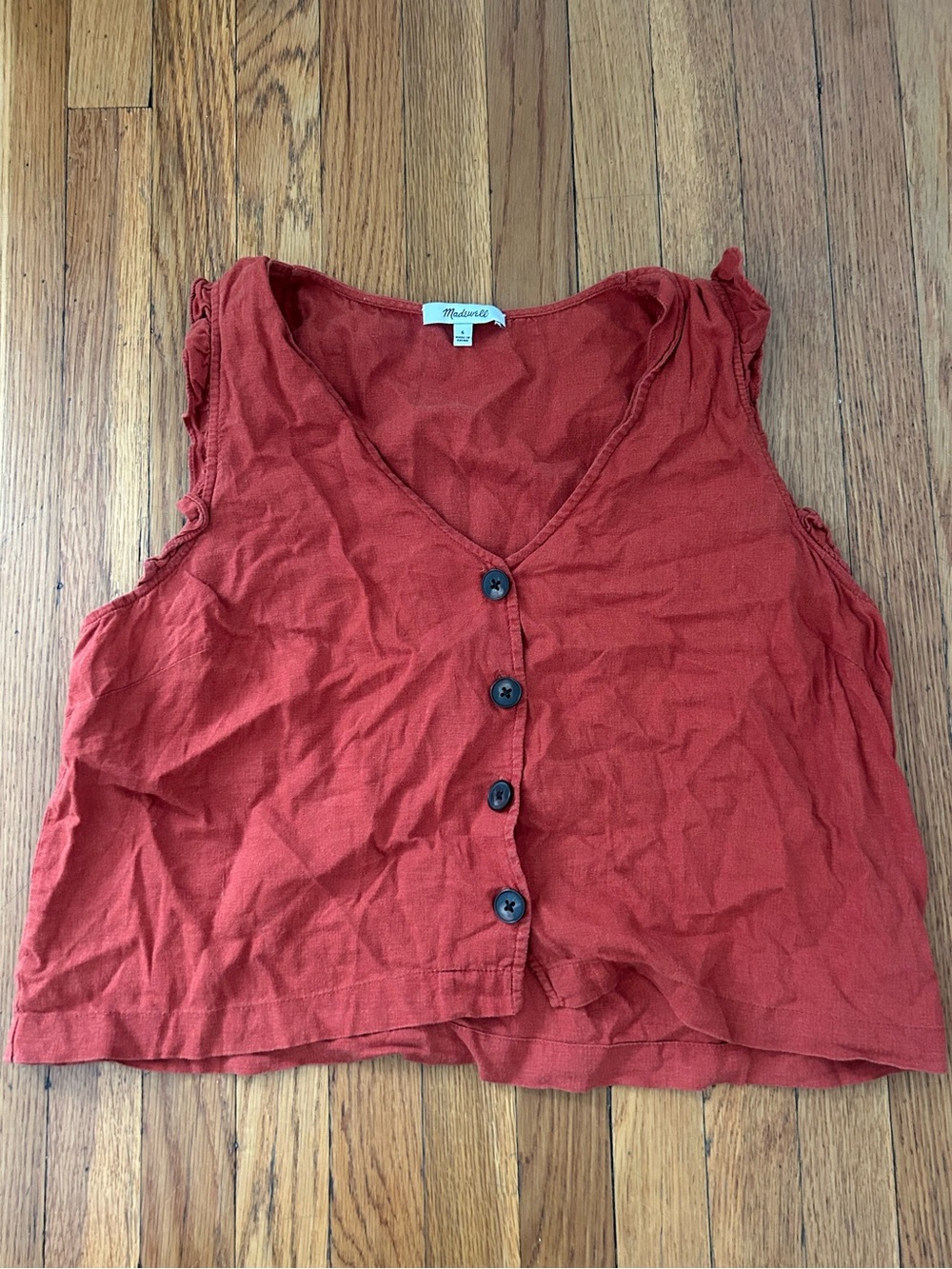 Madewell Red Button Front Vest Top